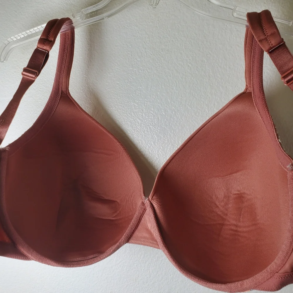 Cacique By Lane Bryant Mauve Pink Lightly Line Full Coverage Lace Trim Satin Bra